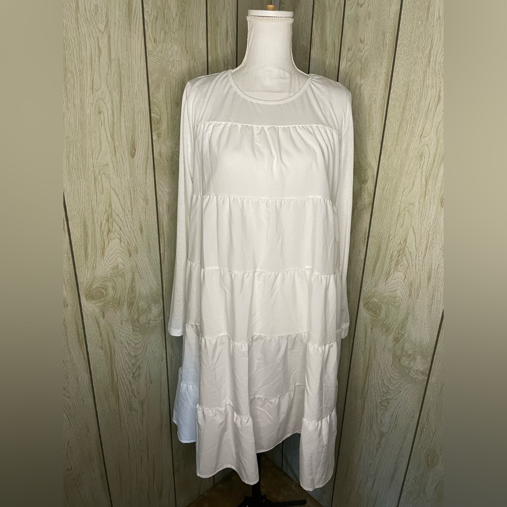 NWT White Ruffle Long Sleeve Dress From Vonda